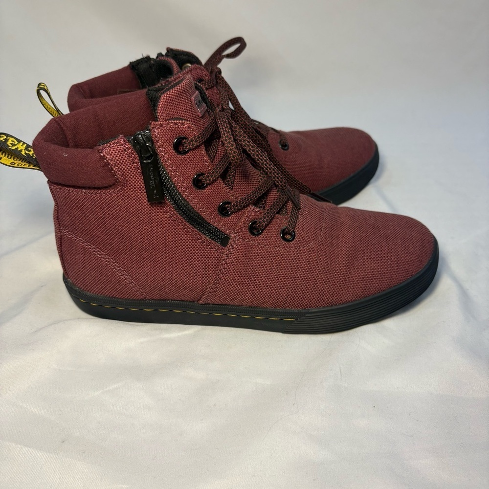 Dr. Martens Maegley Canvas High Top Sneakers Lace Up Side Zip Cherry Red Women 6